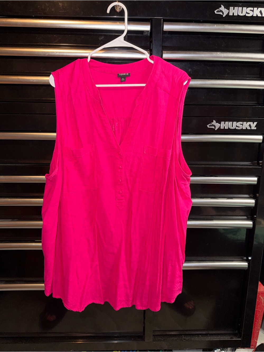 torrid Hot Pink Sleeveless V-Neck Button-Front Blouse